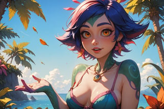 score_9, score_8_up, score_7_up,(sfw:1.5), (Pixar cartoon), Neeko, wearing a pretty dress