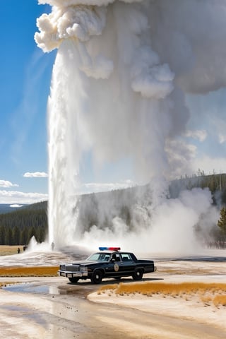Hyper-Realistic photo of a beautiful LAPD police officer at  Yellowstone,20yo,1girl,solo,LAPD police uniform,cap,detailed exquisite face,soft shiny skin,smile,sunglasses,looking at viewer,Kristen Stewart lookalike,cap,fullbody:1.3
BREAK
backdrop:Old Faithful \(oldfa1thfu1\) in Yellowstone,outdoors,multiple boys,sky, day,tree,scenery,6+boys,realistic,photo background,many people watching smoke eruption,highly realistic eruption,highly detailed soil,mostly white soil with some brown,police car,(girl focus),[cluttered maximalism]
BREAK
settings: (rule of thirds1.3),perfect composition,studio photo,trending on artstation,depth of perspective,(Masterpiece,Best quality,32k,UHD:1.4),(sharp focus,high contrast,HDR,hyper-detailed,intricate details,ultra-realistic,kodachrome 800:1.3),(cinematic lighting:1.3),(by Karol Bak$,Alessandro Pautasso$,Gustav Klimt$ and Hayao Miyazaki$:1.3),art_booster,photo_b00ster, real_booster,Ye11owst0ne