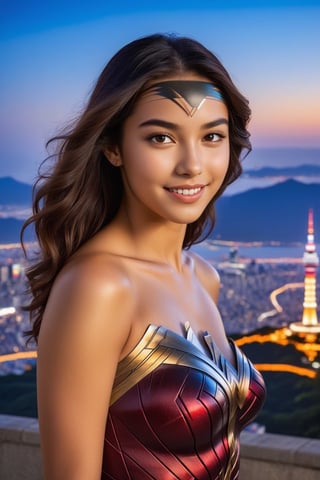 Hyper-Realistic photo of a brazilian girl,20yo,1girl,perfect female form,perfect body proportion,perfect anatomy,detailed exquisite face,soft shiny skin,smile,mesmerizing,short hair,small earrings,necklaces
BREAK
backdrop of a beautiful night scene of Namsan Tower in Seoul,Korea,city skyscrapers,Han River,mountain,(fullbody:1.2),(distant view:1.2),(heels:1.2)
BREAK
(rule of thirds:1.3),perfect composition,studio photo,trending on artstation,(Masterpiece,Best quality,32k,UHD:1.5),(sharp focus,high contrast,HDR,hyper-detailed,intricate details,ultra-realistic,award-winning photo,ultra-clear,kodachrome 800:1.3),(chiaroscuro lighting,soft rim lighting:1.2),by Karol Bak,Antonio Lopez,Gustav Klimt and Hayao Miyazaki,photo_b00ster,real_booster,ani_booster,wonder-woman-xl