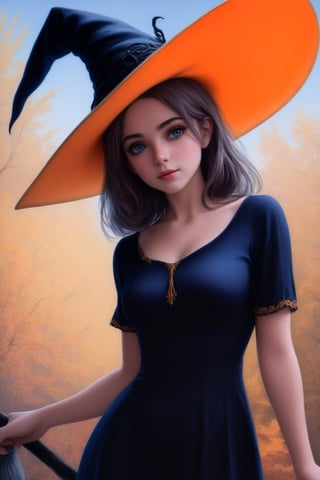 ((Ultra-Detailed)) halfbody portrait of a girl (wearing a witchhat:1.5),spanish girl,standing in front of a lake.1 girl,20yo,detailed exquisite face,soft shiny skin,playful smirks,detailed pretty eyes,glossy lips 
BREAK
[backdrop:beautiful lake,tree,autumn forest,blue sky,cloud],(girl focus)
BREAK 
(sharp focus,high contrast),studio photo,trending on artstation,(ultra-realistic,Super-detailed,intricate details,HDR,8K),chiaroscuro lighting,soft rim lighting,key light reflecting in the eyes,vibrant colors,by Karol Bak,Antonio Lopez,Gustav Klimt and Hayao Miyazaki,
(inkycapwitchyhat),real_booster,photo_b00ster,art_booster,ani_booster