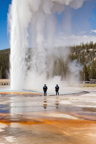 Hyper-Realistic photo of a beautiful LAPD police officer at  Yellowstone,20yo,1girl,solo,LAPD police uniform,cap,detailed exquisite face,soft shiny skin,smile,sunglasses,looking at viewer,Kristen Stewart lookalike,cap,fullbody:1.3
BREAK
backdrop:Old Faithful \(oldfa1thfu1\) in Yellowstone,outdoors,multiple boys,sky, day,tree,scenery,6+boys,realistic,photo background,many people watching smoke eruption,highly realistic eruption,highly detailed soil,mostly white soil with some brown,police car,(girl focus:1.3),[cluttered maximalism]
BREAK
settings: (rule of thirds1.3),perfect composition,studio photo,trending on artstation,depth of perspective,(Masterpiece,Best quality,32k,UHD:1.4),(sharp focus,high contrast,HDR,hyper-detailed,intricate details,ultra-realistic,kodachrome 800:1.3),(cinematic lighting:1.3),(by Karol Bak$,Alessandro Pautasso$,Gustav Klimt$ and Hayao Miyazaki$:1.3),art_booster,photo_b00ster, real_booster,Ye11owst0ne,grandpr1smat1c