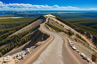 ((Hyper-Realistic)) detailed scene of Mount Washburn Summit \(wash9urn\) in Yellowstone,summit at eye level,outdoors,blue sky,day,rock,horizon,green mountain,landscape,trail,tree
BREAK 
aesthetic,rule of thirds,depth of perspective,perfect composition,studio photo,trending on artstation,cinematic lighting,(Hyper-realistic photography,masterpiece, photorealistic,ultra-detailed,intricate details,16K,sharp focus,high contrast,kodachrome 800,HDR:1.2),photo_b00ster,real_booster,ye11owst0ne,(wash9urn:1.2),Ye11owst0ne,grandpr1smat1c