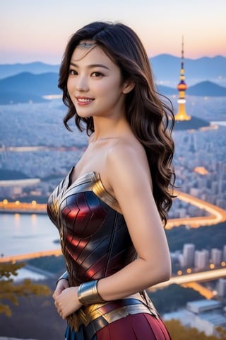 Hyper-Realistic photo of a girl,20yo,1girl,perfect female form,perfect body proportion,perfect anatomy,detailed exquisite face,soft shiny skin,smile,mesmerizing,short hair,small earrings,necklaces
BREAK
backdrop of a beautiful night scene of Namsan Tower in Seoul,Korea,city skyscrapers,Han River,mountain,(fullbody:1.2),(distant view:1.2),(heels:1.2)
BREAK
(rule of thirds:1.3),perfect composition,studio photo,trending on artstation,(Masterpiece,Best quality,32k,UHD:1.5),(sharp focus,high contrast,HDR,hyper-detailed,intricate details,ultra-realistic,award-winning photo,ultra-clear,kodachrome 800:1.3),(chiaroscuro lighting,soft rim lighting:1.2),by Karol Bak,Antonio Lopez,Gustav Klimt and Hayao Miyazaki,photo_b00ster,real_booster,ani_booster,wonder-woman-xl,song-hyegyo-xl