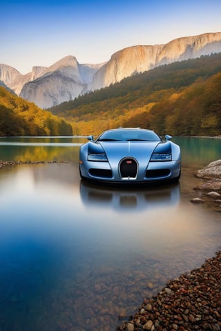 ((Hyper-Realistic)) photo of a Bugatti EB 218 \(1999 Bugatti EB 218 designed by Giorgetto Giugiaro\) parked,(backdrop: beautiful mountain with river,lake,tree, forest,rock and reflection in water),Front view,well-lit,(dark silver body color:1.2),silver and black stylish alloy wheels,(car and mountain focus:1.2)
BREAK 
aesthetic,rule of thirds,depth of perspective,perfect composition,studio photo,trending on artstation,cinematic lighting,(Hyper-realistic photography,masterpiece, photorealistic,ultra-detailed,intricate details,16K,sharp focus,high contrast,kodachrome 800,HDR:1.2),by Karol Bak,Gustav Klimt and Hayao Miyazaki, real_booster,art_booster,ani_booster,y0sem1te,H effect,yv1sta1