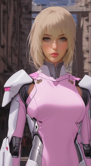 Highly detailed portrait of a cyborg girl standing in city street,20yo,clear facial features,model body,detailed hair,(backdrop: complex city street),(Flamingo Pink,Stained Beige,Purple Gray,Creamy White color),(perfect hands:1.2),perfect body proportions,form-fitting mecha armor
BREAK 
anime vibes,(fullbody wide shot),rule of thirds,studio photo,hyper-realistic,masterpiece,HDR,trending on artstation,8K,Hyper-detailed,intricate details,cinematic lighting,(claymore:1.2),ani_booster, art_booster,real_booster,H effect