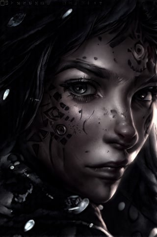a close up of a woman with tattoos on her face, trending on Artstation, fantasy art, square enix cinematic art, avatar image, aloy, artwork in the style of guweiz, unreal engine 5 lumen, loba andrade from apex legends, yennefer, official fanart behance hd, tomb raider beautiful, ultra detailed content : face, High detailed 