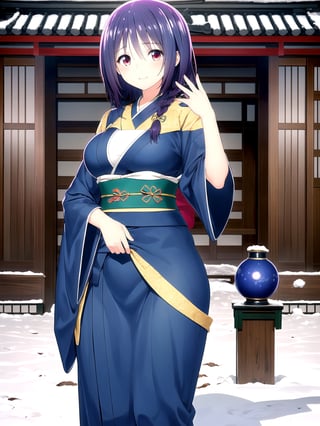 //Quality,
(masterpiece), (best quality), 8k illustration
,//Character,
1girl, solo, large breasts
,//Fashion,
details (dark blue silk brocade kimono)
,//Background,
outdoors, winter, snow
,//Others,
happy new year 2024, dragon,Yuzuki