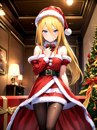 //Quality,
(masterpiece), (best quality), 8k illustration,
//Character,
overlordentoma, 1girl, solo, gift
//Fashion,
santa_costume,
//Background,
indoors, christmas, 
//Others,
evileye_overlord