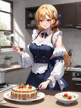 masterpiece, best quality, highres
,//Character, 
1girl, solo
,//Fashion, 
,//Background, white background
,//Others, ,Expressiveh, 
,AobaTsukuyo,
A girl conducting an orchestra of kitchen utensils, each spoon and fork playing itself while floating in mid-air.