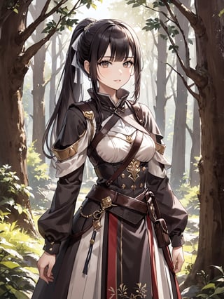 score_9,score_8_up,score_7_up,score_6_up, masterpiece, best quality, highres
,//Character, 
1girl,narberal gamma \(overlord\), long hair, black hair, glay eyes, bangs, ponytail, medium breats
,//Fashion, 

,//Background, 
,//Others, ,Expressiveh, 
A young girl with long brown hair and bright eyes, standing at the edge of a magical forest. She's wearing a simple dress and holding a small backpack. Sunlight filters through the trees, creating a mystical atmosphere. The girl looks excited and slightly nervous.