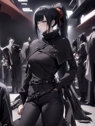 //Quality,
masterpiece, best quality, detailed
,//Character,
1girl, solo
,//Fashion,
,//Background,
,//Others,
,narberal gamma \(overlord\), 1girl, long hair, black hair, glay eyes, bangs, ponytail, medium breats, hair ribbon, long sleeves, capelet, belt, pants, weapon