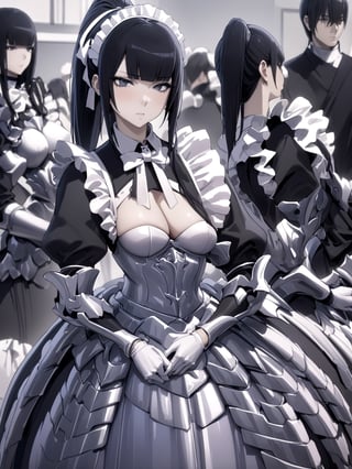 //Quality,
masterpiece, best quality, detailed
,//Character,
1girl, solo
,//Fashion,
,//Background,
,//Others,
,narberal gamma \(overlord\), 1girl, long hair, black hair, glay eyes, bangs, ponytail, medium breats, ribbon, bow, maid, dress, armor, gloves