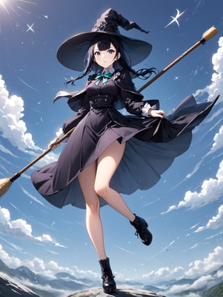 score_9,score_8_up,score_7_up,score_6_up, masterpiece, best quality, highres
,//Character, 
1girl, solo,narberal gamma \(overlord\)
,//Fashion, 

,//Background, 
,//Others, ,Expressiveh,
A girl riding a giant pencil like a witch's broomstick, soaring through a sky filled with floating mathematical equations.