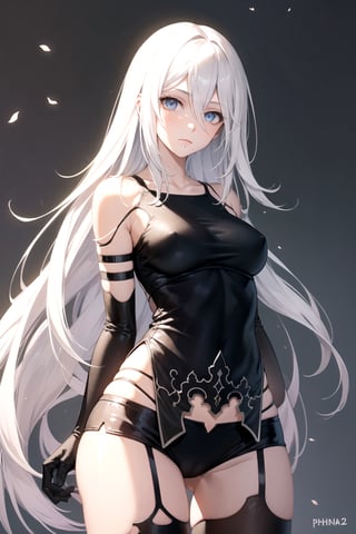 //Quality,
masterpiece, best quality
,//Character,
1girl, solo
,//Fashion,
,//Background,
white_background, simple_background, blank_background
,//Others,
,phSaber, ,a2_nierautomata, gloves, black gloves, elbow gloves, mole, tank top, hair between eyes