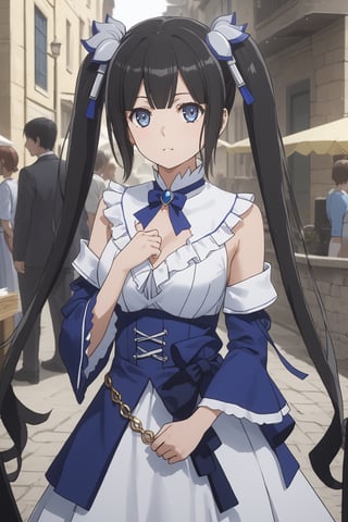 score_9,score_8_up,score_7_up,score_6_up, masterpiece, best quality, highres
,//Character, 
1girl,hestia, black hair, blue eyes,
twin tails/long hair, hair ornament
,//Fashion, 

,//Background, 
,//Others, ,Expressiveh, 
Female mage casting a barrier spell around a small town, magical energy flowing from her hands, townspeople watching in awe