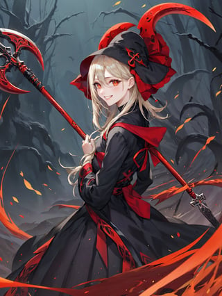 //Quality,
photo r3al, detailmaster2, masterpiece, photorealistic, 8k, 8k UHD, best quality, ultra realistic, ultra detailed, hyperdetailed photography, real photo
,//Character,
1girl, solo
,//Fashion,
,//Background,
,//Others,
,powerdef, sharp teeth, grin, holding scythe, red scythe, cross-shaped pupils