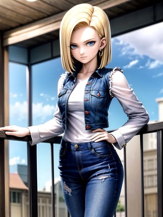 //Quality,
masterpiece, best quality
,//Character,
1girl, solo
,//Fashion,
,//Background,
,//Others,
Android18DB,striped_sleeves,long_sleeves, denim_jacket,vest,earrings, superpower