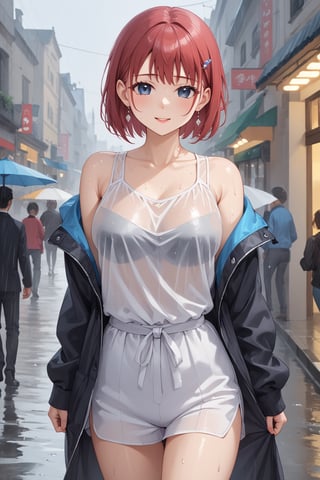 score_9,score_8_up,score_7_up,score_6_up, masterpiece, best quality, highres
,//Character, 
1girl,hestia
,//Fashion, 

,//Background, 
,//Others, ,Expressiveh, 
A girl in summer clothes caught in unexpected rain, her clothes clinging slightly.