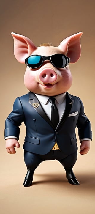 James Bond Super hero Pig . Spy, action, globe-trotting, highly detailed