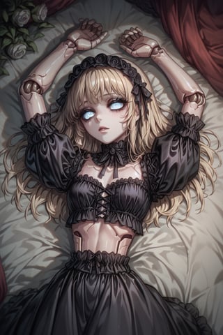 Score_9, Score_8_up, Score_7_up, volumetric_lighting, chiaroscuro_lighting, portrait, 1girl, gothic_lolita, (doll_joints), expresionless, stylized_empty_eyes, dark_room_scenery, petite, laying_on_coach