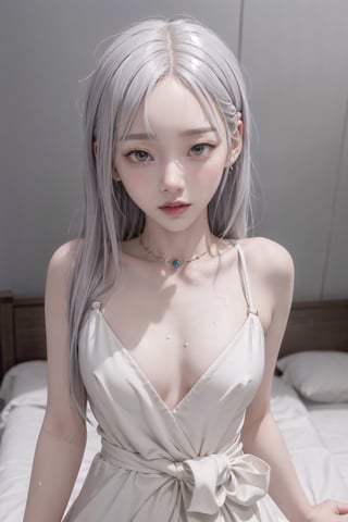 1girl,evening dress, obscene face,jwy1,sumptuous jewel,KAWAII,nsfw,((sweat)), white hair,CHIBI,((waist shot)),visible nipple