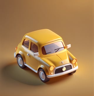 little car,yellow color,magic, game icon style ,hight quality, blank background,pov,3d style,cute,3d