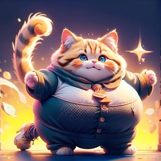 A CUTE cat, ORANGE colors, fat, Very fatter, happy, Fighting