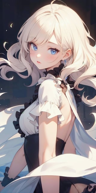 (extremely detailed CG unity 8k wallpaper),(((masterpiece))), (((best quality))), ((ultra-detailed)), (best illustration),(best shadow), ((an extremely delicate and beautiful)),dynamic angle,floating, solo,((1girl)),{long wavy curly hair},expressionless,,silk shawl, frills,cute anime face,blush,(beautiful detailed eyes),Extremely Realistic,1 girl