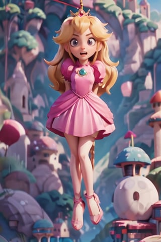 nsfw:1.2, Peach_SMP, , memewaifu, to, 1girl, solo, dress, heels, mushroom kingdom, castle, smile, masterpiece, highres, detailed foreground, mushroom field, arms behind back, bound, front view, rope, full body, hanging,  (feet off the ground:1.3), 1girl,,princess_peach,Peach_SMP,hanging,arms behind back,  suspension, suspension,,,disney pixar style,<lora:659111690174031528:1.0>