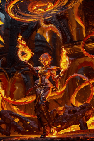 masterpiece,  top quality,  best quality,  official art,  beautiful and aesthetic:1.2),  (1girl:1.2), fire fairy, nsfw, cute, lighting eyes, detailed face, lustrous , flaming fireball, circling fire, ((Transparent heavenly plumage)),(abstract:1.4, (shain gold hair:1.1),  fate \(series\),  colorful, highest detailed, lightning, Swirling lava, flying flames,ability to manipulate fire, (splash_art:1.2), silver wear, scenery ,pyromancer, colorful_girl_v2