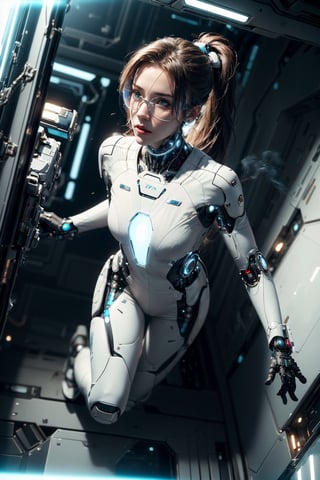 (4k), (masterpiece), (best quality),(extremely intricate), (realistic), (sharp focus), (cinematic lighting), (extremely detailed), (full body),

A young girl with cybernetic prosthetics and explosion magic floats in the zero-gravity environment of a space station. She is wearing a white spacesuit and a pair of goggles. Her hair is tied back in a ponytail, and her face is determined. Her cybernetic prosthetics are enhanced with powerful thrusters, allowing her to maneuver with ease. She is a spacefaring cybernetic sorceress.

,explosionmagic, excessive energy, smoke, glowing aura
, neotech, scifi, sleek