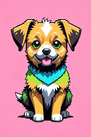 Cute Vector | Vector dog character for T shirt design, pink, blue, yellow, green colored, clean and black background, V-ray
(((a cute pattern))) 
(((HD Pixel Style)))
White, black, pink, blue, yellow, green, 
Clean background, 
pixel style,pixelart,Pixel Art,pixel art 