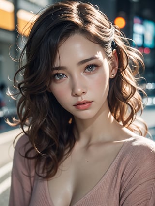 a very beatutiful supermodel, high resolution, (oval face), curly hair, hairband, ladylike style, white sweater, chinese-european girl, 18 years old, preteen youthful face, blond hair, black eyes, glamorous body, small breasts, real hands, (gorgeous hair, half red, half Brown: 1.2),  film grain, embers of memories, colorful, (photo-realisitc), exposure blend, bokeh, (hdr:1.4), high contrast, (cinematic, red:1.2), (muted colors, dim colors, soothing tones:1.3), low saturation, fate/stay background, yofukashi background, 1, toitoistyle,