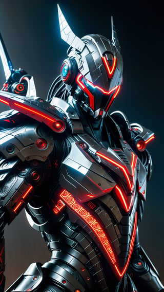 (full body:1.5), Infernosynth emerges from the nexus of man and machine, a cybernetic warrior adorned in resplendent armor that pulses with a fiery glow of crimson LED lights. This humanoid automaton stands as a formidable sentinel, its metallic visage a striking combination of cutting-edge technology and martial prowess.

The sleek, obsidian-colored armor of Infernosynth is accentuated by vibrant red LED lights that trace intricate patterns across its robotic frame. The eyes, cold and calculating, radiate a fierce red glow, reflecting the relentless determination within. As this cybernetic warrior moves, the crimson LEDs cast dynamic shadows, creating an aura of both menace and elegance.

Infernosynth's limbs, crafted from advanced alloys, move with a fluidity that seamlessly blends the organic with the artificial. The red LED lights embedded in its joints intensify with every motion, giving an illusion of the very essence of combat flowing through its veins.

Armed with a blazing energy sword, Infernosynth stands ready to defend with lethal precision. Its presence on tensor.art captures the essence of a high-tech guardian, seamlessly merging the power of a warrior with the captivating allure of pulsating red LEDs, creating a visually captivating spectacle.

,ROBOT