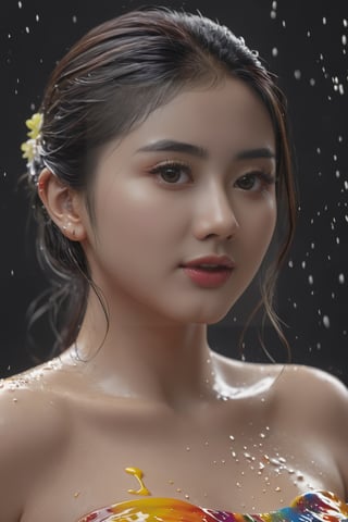 [naked jav actress, strapless colorful liquid splashed, milk liquid], intricate design, photorealistic, hyper-realistic, high definition, extremely detailed, cinematic, UHD, HDR, 32k, ultra hd, realistic, dark muted tones, highly detailed, perfect composition, beautiful intricate detailing incredibly detailed octane render, trending on artstation,gh3a,detailmaster2