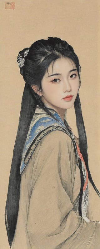 A portrayal of a teen girl, 18 years old from the Romance of the Three Kingdoms,chinese ink drawing,cutegirlmix,korean girl,FilmGirl,Eimi,yua_mikami