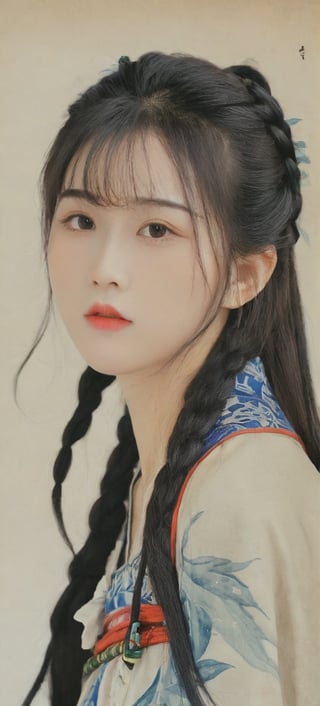 A portrayal of a teen girl, 18 years old from the Romance of the Three Kingdoms,chinese ink drawing,cutegirlmix,korean girl,FilmGirl,Eimi,yua_mikami