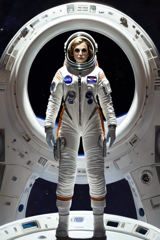 Woman, space crew, full body