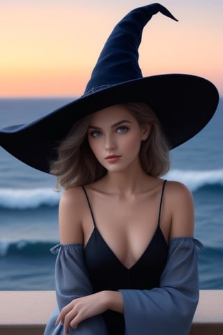 ((Ultra-Detailed)) portrait of a girl (wearing a witchhat:1.5),sitting in a hotel room with ocean view,1 girl,20yo,detailed exquisite face,soft shiny skin,playful smirks,detailed pretty eyes,glossy lips,earrings,jewelry, looking at viewer,(upperbody sideshot)
BREAK
(backdrop=luxury hotel room,beautiful ocean view, table,sofa,bed,coffee mug,ceiling lights,door,window:1.3)
BREAK 
(sharp focus,high contrast:1.3),studio photo,trending on artstation,(ultra-realistic,Super-detailed,intricate details,HDR,8K),chiaroscuro lighting,soft rim lighting,key light reflecting in the eyes,vibrant colors,by Karol Bak,Antonio Lopez,Gustav Klimt and Hayao Miyazaki,
(Inkycapwitchyhat:1.2),real_booster,photo_b00ster,art_booster,ani_booster