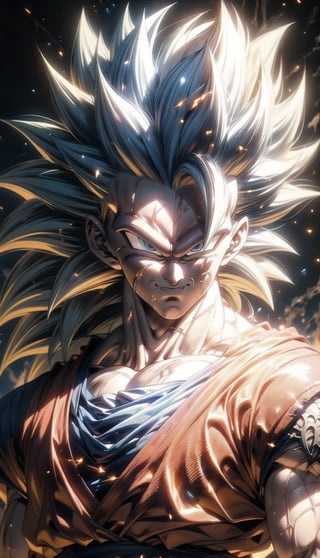 We can visualize the iconic character from the animated series Dragon Ball Z, Goku, in his super saiyan phase 3 transformation. (his extremely long, loose, blue hair:1.9). (very very long hair:1.9). (without eyebrows, eyebrow alopecia:1.9). (total loss of eyebrow hair:1.9). blue eyes, with his characteristic orange suit. Flashes of light and electricity surround his entire body, a yellow glow. smiling, smug. His ki is immense and mystical. His look is wild. He is at the culmination of a great battle for the fate of planet Earth and you can see his wounded body. The image quality and details have to be worthy of one of the most famous characters in all of anime history and honor him as he deserves. which reflects the design style and details of the great Akira Toriyama. full body



PNG image format, sharp lines and borders, solid blocks of colors, over 300ppp dots per inch, 32k ultra high definition, 530MP, Fujifilm XT3, cinematographic, (photorealistic:1.6), 4D, High definition RAW color professional photos, photo, masterpiece, realistic, ProRAW, realism, photorealism, high contrast, digital art trending on Artstation ultra high definition detailed realistic, detailed, skin texture, hyper detailed, realistic skin texture, facial features, armature, best quality, ultra high res, high resolution, detailed, raw photo, sharp re, lens rich colors hyper realistic lifelike texture dramatic lighting unrealengine trending, ultra sharp, pictorial technique, (sharpness, definition and photographic precision), (contrast, depth and harmonious light details), (features, proportions, colors and textures at their highest degree of realism), (blur background, clean and uncluttered visual aesthetics, sense of depth and dimension, professional and polished look of the image), work of beauty and complexity. perfectly symmetrical body.
(aesthetic + beautiful + harmonic:1.5), (ultra detailed face, ultra detailed perfect eyes, ultra detailed mouth, ultra detailed body, ultra detailed perfect hands, ultra detailed clothes, ultra detailed background, ultra detailed scenery:1.5),



detail_master_XL:0.9,SDXLanime:0.8,LineAniRedmondV2-Lineart-LineAniAF:0.8,EpicAnimeDreamscapeXL:0.8,ManimeSDXL:0.8,Midjourney_Style_Special_Edition_0001:0.8,animeoutlineV4_16:0.8,perfect_light_colors:0.8,SAIYA,Super saiyan 3,yuzu2:0.3,full_body