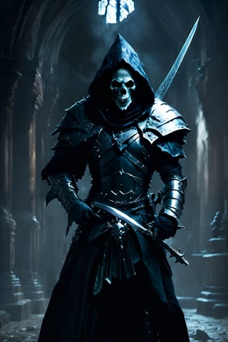 (8K, original, highest quality, famous photo: 1.2), (current, real photo: 1.3), ((3D lighting, aura)), 
solo, holding, weapon, hood, holding weapon, torn clothes, traditional media, cross, cloak, hood up, skull, scythe, riding, hooded cloak, horse, horseback riding