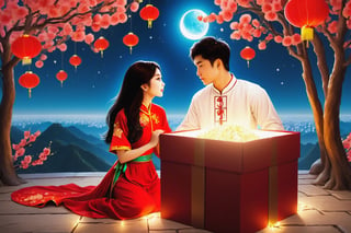 Beautiful, amazing, unique scenery of the Lunar New Year, the most stunning scene of Chinese New Year with a adorable Taiwanese teen couple, moonster,Apoloniasxmasbox