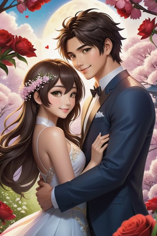 32K Magical Fantasy Sweet Valentine Line Art, Alpacifista. In this breathtaking image, a stunningly adorable sexy Taiwanese smiling teenage couple, who look like (sakimichan and makoto shinkai), in the most romantic sexy scenes ever, sexy couple, half-naked with flowers covered, intricate detail, very high detail, sharp background, mysticism, (magic), 32k, 32K quality, (beautifully detailed face and fingers), (five fingers) on each hand, creative fantasy glow effect,shards