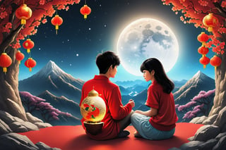 Beautiful, amazing, unique scenery of the Lunar New Year, the most stunning scene of Chinese New Year with one pair of adorable Taiwanese teen couple, moonster,Apoloniasxmasbox,moonster