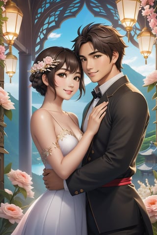 32K Magical Fantasy Sweet Valentine Line Art, Alpacifista. In this breathtaking image, a stunningly adorable sexy Taiwanese smiling teenage couple, who look like (sakimichan and makoto shinkai), in the most romantic sexy scenes ever, sexy couple, half-naked with flowers covered, intricate detail, very high detail, sharp background, mysticism, (magic), 32k, 32K quality, (beautifully detailed face and fingers), (five fingers) on each hand, creative fantasy glow effect,shards