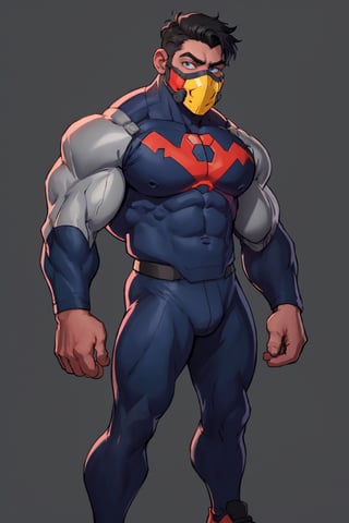 4K UHD illustration, upscaled professional drawing HDR,  full-body_portrait (:1.9) red costume (:1.9) perfect hands (:1.1) handsome man, pectoral pocus, real life, dynamic hero emblem on the chest (:1.9) chrome skin tone, steel skin, perfect anatomy (:1.9) intense eyes, eyebrows visible through hair, long stylized black hair, handsome male focus, blank background (:1.9) 300dpi,  upscaled 8K,  masterpiece,  finest quality art,  , ,(1man),colossus x-men, steel coated skin tone (:1.9) ,steel skin,mask,robotskin