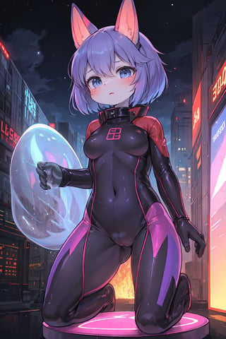 1 girl, fiery red jacket, tight suit,Space helm of the 1960s,and the anime series G Force of the 1980s,Ghost In The Shell style, Darf Punk wlop glossy skin, ultrarealistic sweet girl, space helm 60s, holographic, holographic texture, the style of wlop, space, stands on a pedestal,( with spaceships in the background)