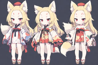 Masterpiece, best quality, 1girl, blue sky, cloud trail, warm, looking away, kleedef, red eyes,bombs, red hat, balls,

multiple views,simple background,white background,full body,

Omachi,
blonde hair,long hair,
forehead,
fox ear,fox tail,
kimono,
flat breasts,Omachi,group_squeez
