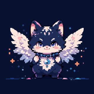 masterpiece, high quality, grainy, extremely detailed, 4k, 8k,dynamic lighting, BREAK , fluffy cat behind purple phcrystal,black cat,smile,wings,best quality