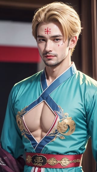 tienhiep, hanfu,
(male neck:1.3, male chest, female body:1.5, male head:1.5, male face:1.5, large_breasts:1.7, masculine face:1.5)
1boy, solo, long hair, black hair, hair ornament, long sleeves, upper body, flower, see-through, blurry background, facial mark, chinese clothes, forehead mark, realistic, hanfu, tienhiep,mature,man,cute blond boy,Germany Male, 